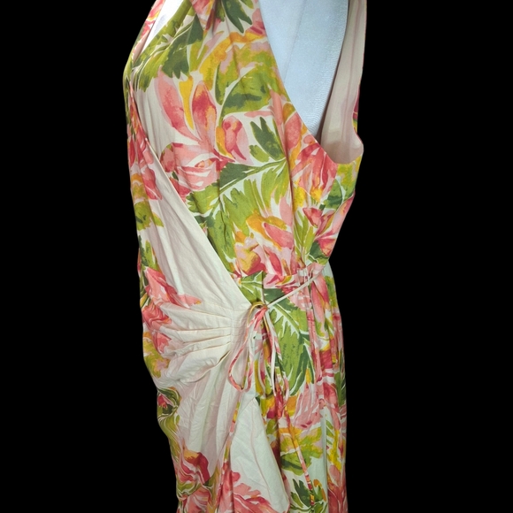 Gibson Latimer Wrap Midi Floral Dress Ruffled Tiered High Low Hem Women Size XXL - Picture 10 of 16